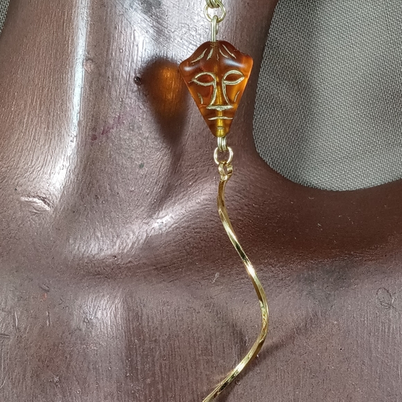 African Mask Dangling Earrings - Picture 6 of 9